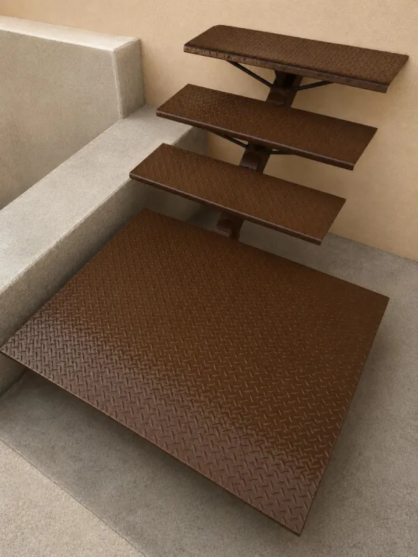escalier d'angle moderne et minimaliste  en acier rouillé, Vanessa PINHEIRO, Mévouillon 26